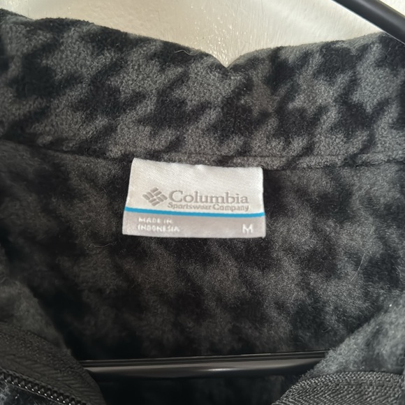 EUC Dark Grey Houndstooth Pattern Fleece Columbia Zip Up Jacket Size Medium - Picture 3 of 4
